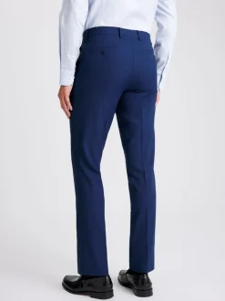 MOSS Blue Slim Slub Suit Trousers