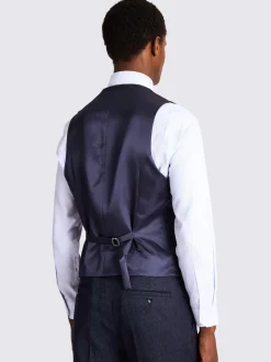 MOSS Blue Slim Twisted Suit Waistcoat
