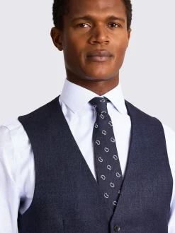 MOSS Blue Slim Twisted Suit Waistcoat