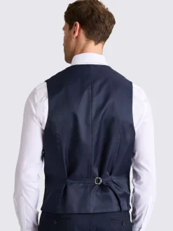 MOSS Blue Tailored Fit Stretch Waistcoat
