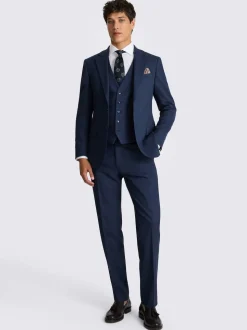 MOSS Blue Tailored Flannel Suit Jacket