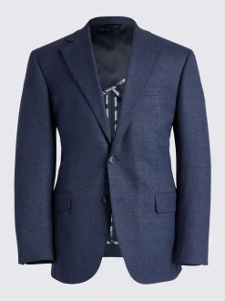 MOSS Blue Tailored Flannel Suit Jacket