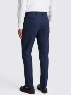 MOSS Blue Tailored Flannel Suit Trousers