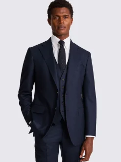 Moss Blue Tailored Plain Italian Suit Jacket