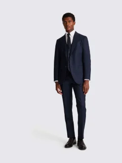 Moss Blue Tailored Plain Italian Suit Jacket