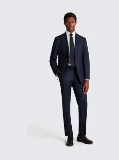 Moss Blue Tailored Plain Italian Suit Jacket