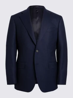 Moss Blue Tailored Plain Italian Suit Jacket