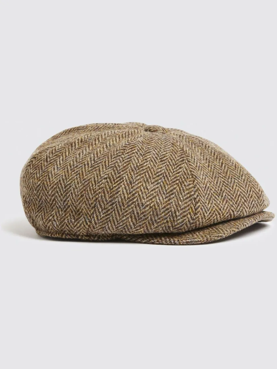 MOSS Brown Harris Tweed Herringbone Baker Boy Cap
