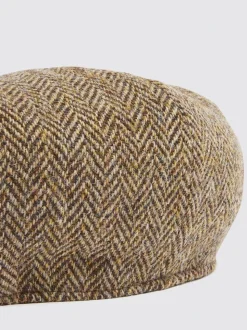 MOSS Brown Harris Tweed Herringbone Baker Boy Cap