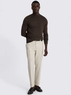 MOSS Brown Merino-Blend Mock-Neck Jumper