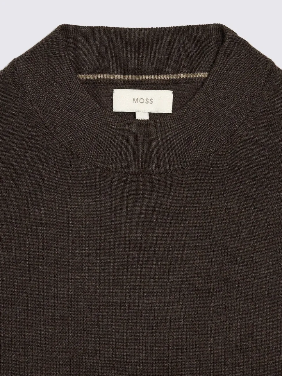 MOSS Brown Merino-Blend Mock-Neck Jumper