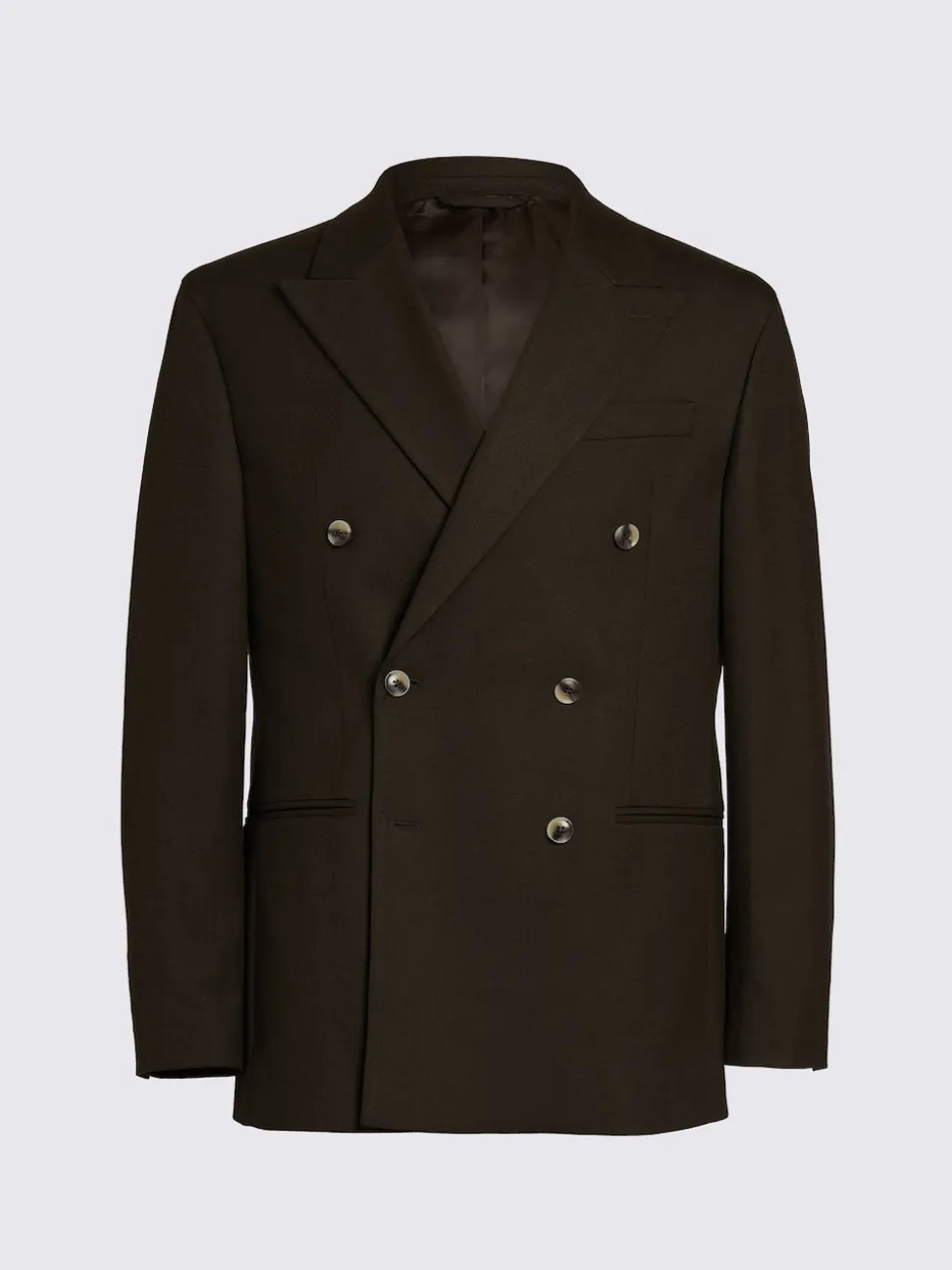 MOSS Brown Relaxed Flannel Double Breasted Suit Jacket