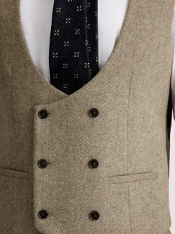 MOSS Brown Slim Twill Tweed Suit Waistcoat