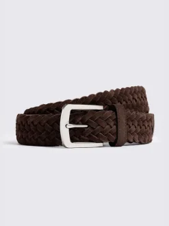 MOSS Brown Suede Woven Belt