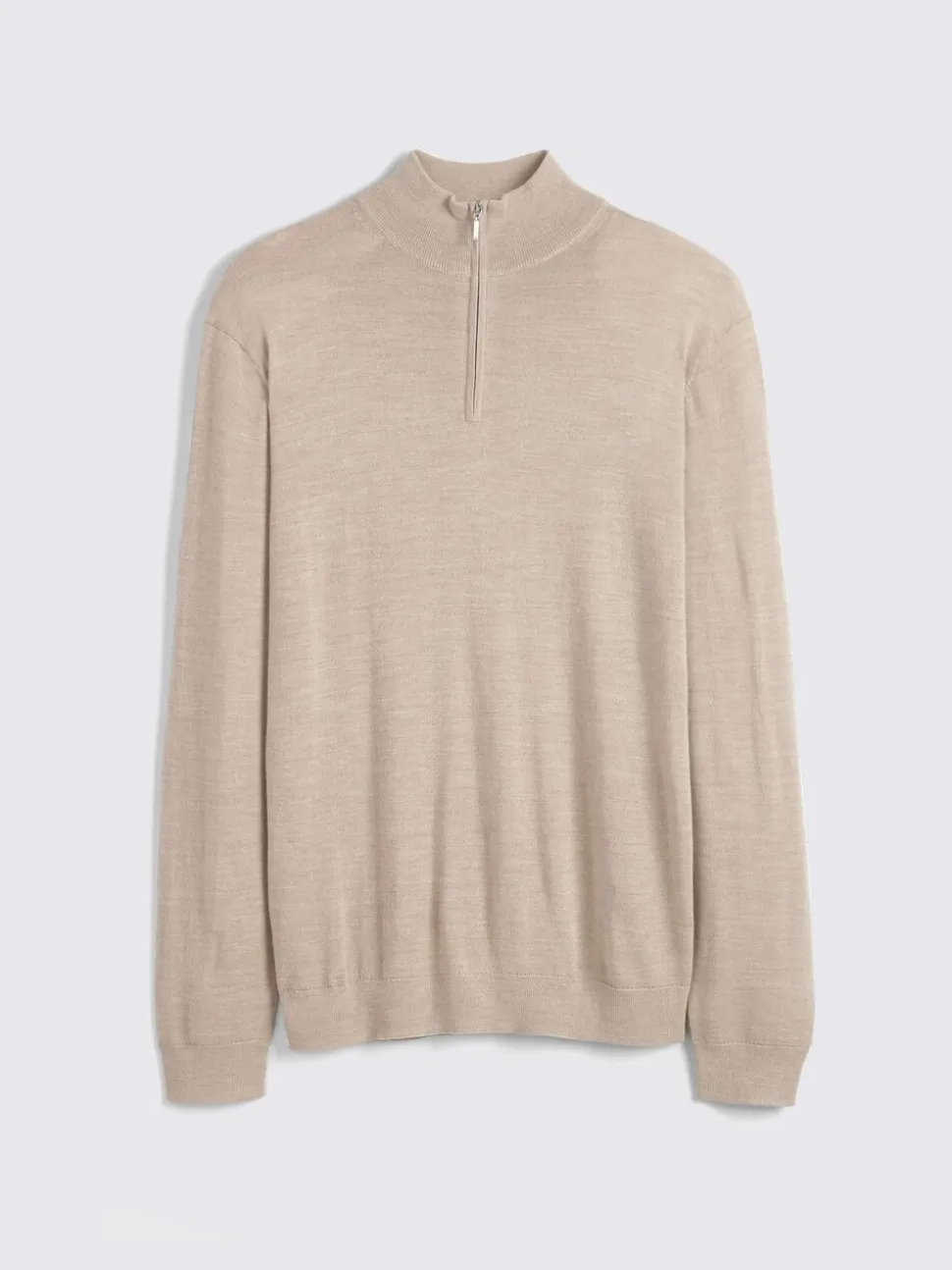 MOSS Camel Merino-Blend Zip-Neck Jumper