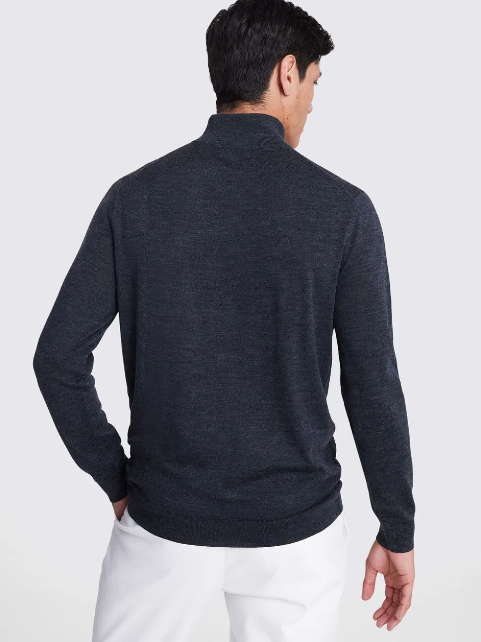 MOSS Charcoal Merino-Blend Zip-Neck Jumper