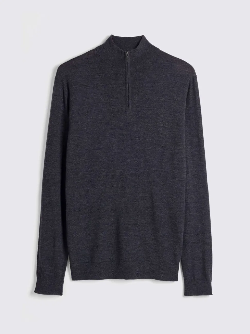 MOSS Charcoal Merino-Blend Zip-Neck Jumper