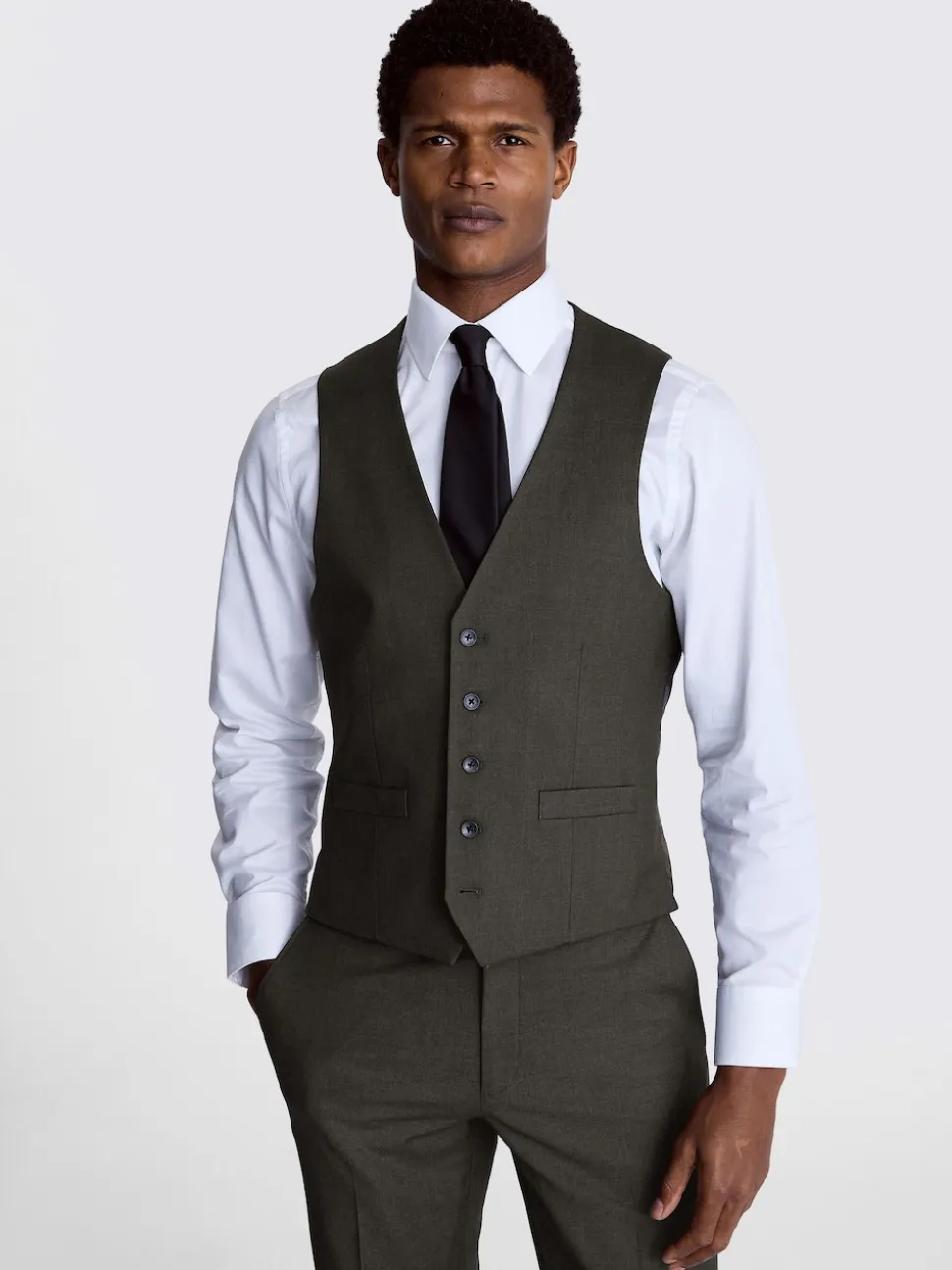 MOSS Charcoal Regular Fit Stretch Suit Waistcoat