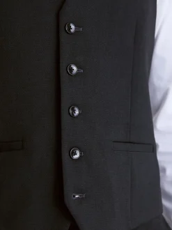 MOSS Charcoal Slim Regular Fit Stretch Suit Waistcoat