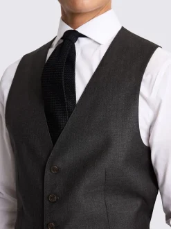 MOSS Charcoal Tailored Twill Italian Suit Waistcoat