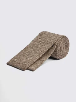 MOSS Gold Melange Knitted Linen Tie