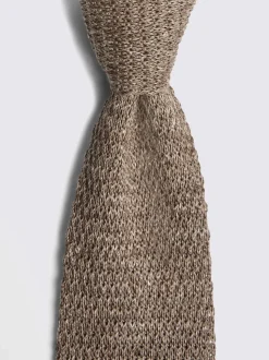 MOSS Gold Melange Knitted Linen Tie