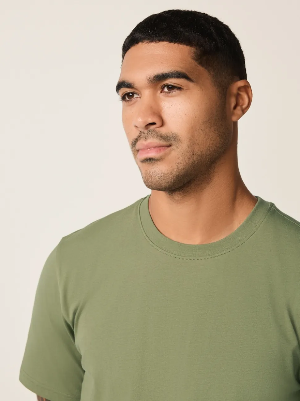 Moss Green Regular Fit Essential Crew Neck Cotton T-Shirt