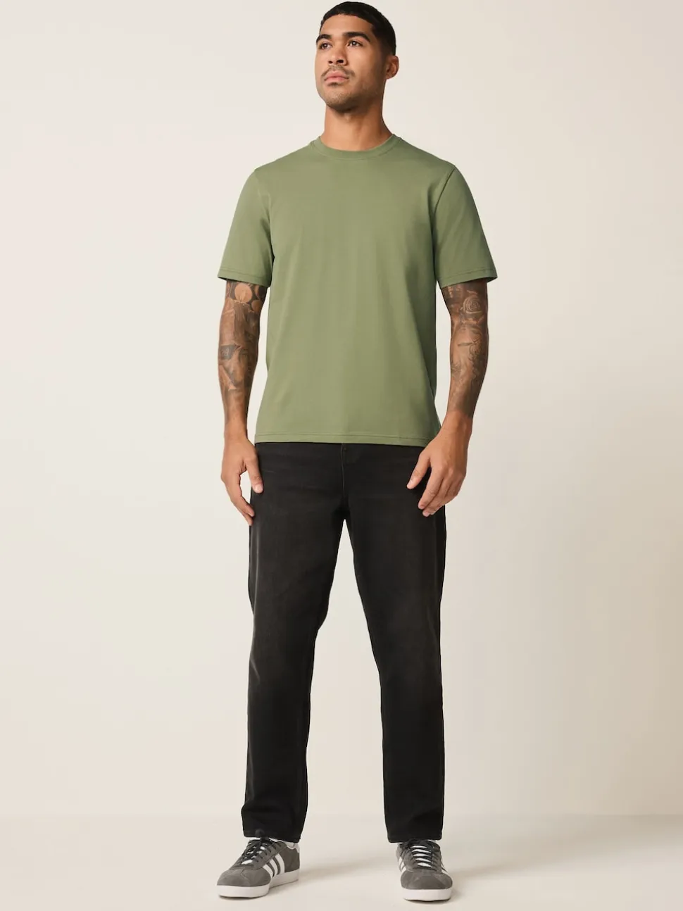 Moss Green Regular Fit Essential Crew Neck Cotton T-Shirt