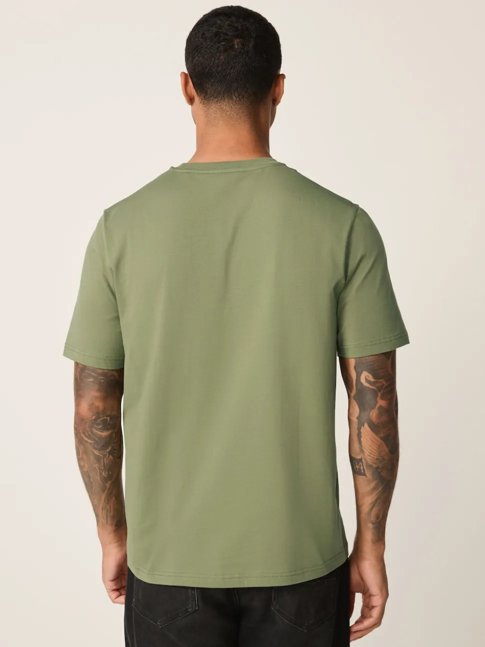 Moss Green Regular Fit Essential Crew Neck Cotton T-Shirt