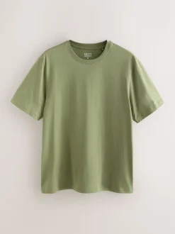 Moss Green Regular Fit Essential Crew Neck Cotton T-Shirt