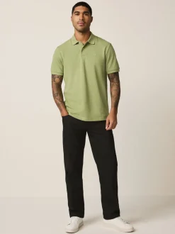 Moss Green Regular Fit Short Sleeve Pique Polo Shirt