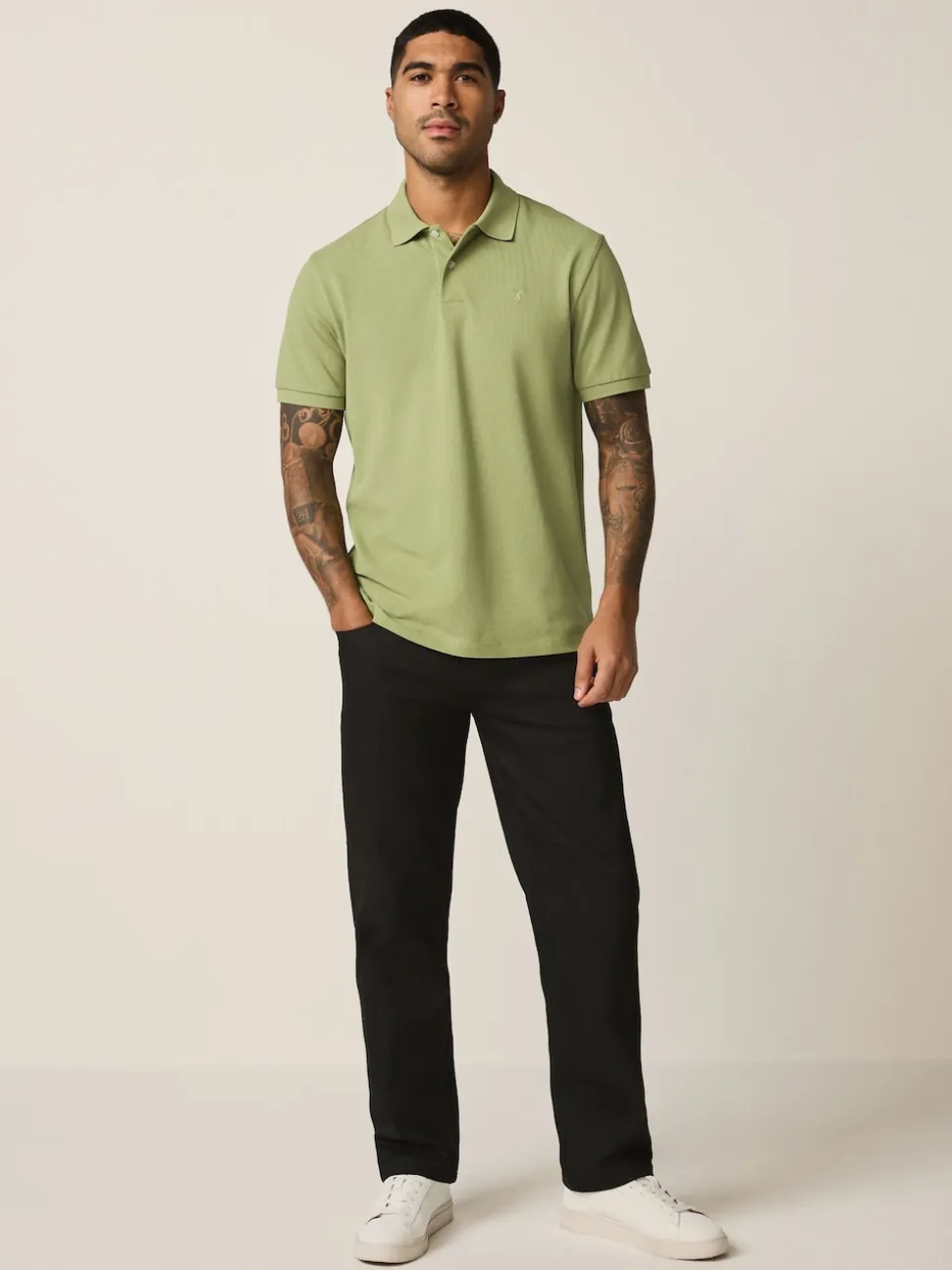 Moss Green Regular Fit Short Sleeve Pique Polo Shirt