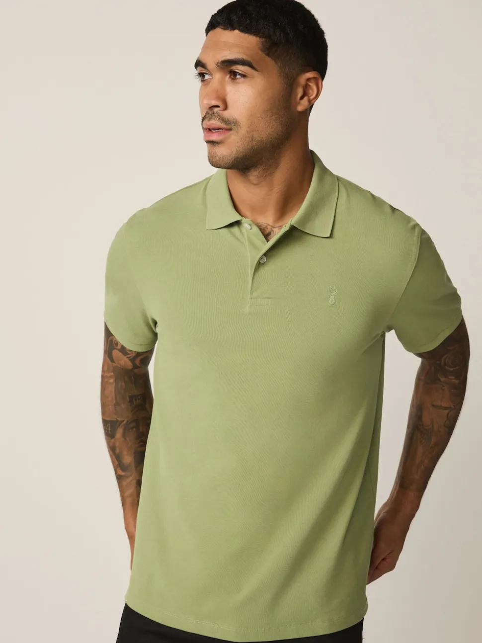Moss Green Regular Fit Short Sleeve Pique Polo Shirt