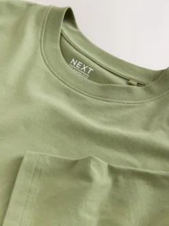 Moss Green Relaxed Fit Essential Crew Neck Cotton T-Shirt