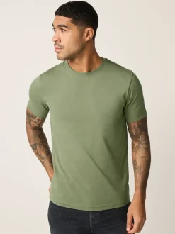 Moss Green Slim Fit Essential Crew Neck Cotton T-Shirt