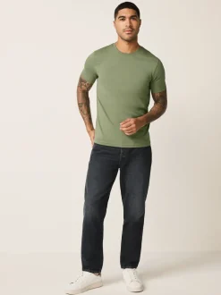 Moss Green Slim Fit Essential Crew Neck Cotton T-Shirt