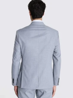 MOSS Grey Slim Double Breasted Stretch Suit Jacket