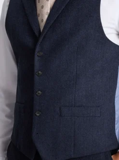 MOSS Ink Tailored Herringbone Suit Waistcoat