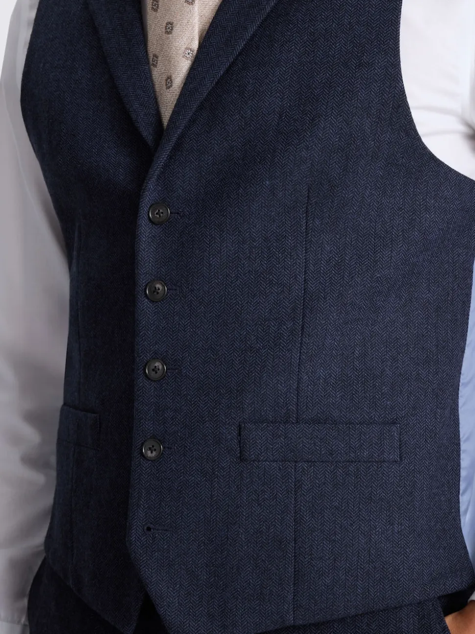 MOSS Ink Tailored Herringbone Suit Waistcoat