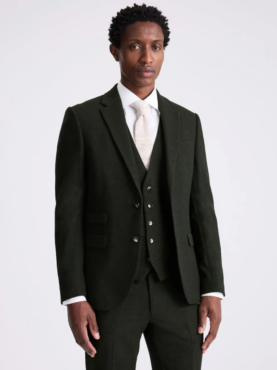 MOSS Khaki Slim Donegal Tweed Suit Jacket
