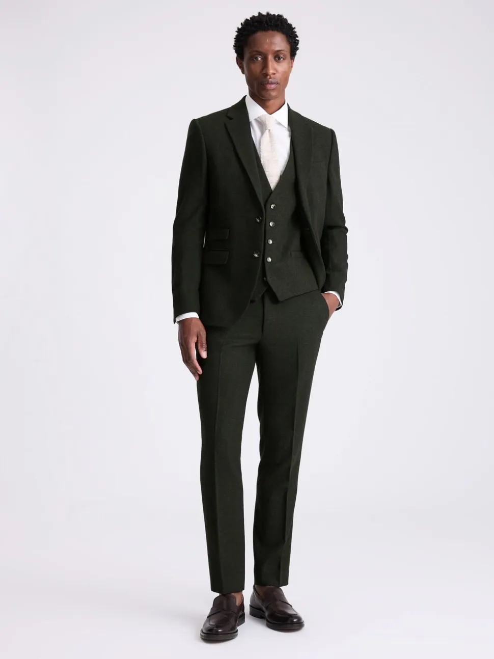 MOSS Khaki Slim Donegal Tweed Suit Jacket