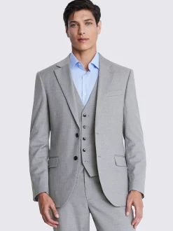 MOSS Light Grey Regular Fit Stretch Suit Jacket