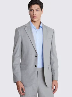 MOSS Light Grey Regular Fit Stretch Suit Jacket