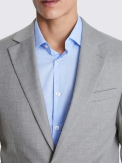 MOSS Light Grey Regular Fit Stretch Suit Jacket