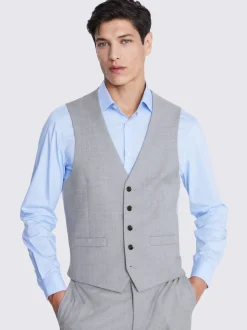 MOSS Light Grey Regular Fit Stretch Suit Waistcoat