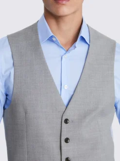 MOSS Light Grey Regular Fit Stretch Suit Waistcoat