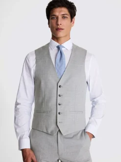 MOSS Light Grey Slim Regular Fit Stretch Suit Waistcoat