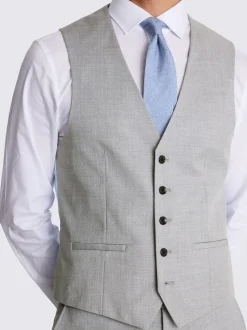 MOSS Light Grey Slim Regular Fit Stretch Suit Waistcoat