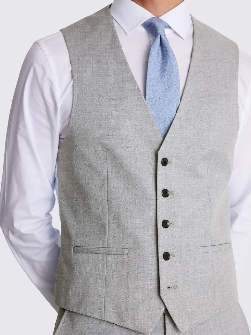 MOSS Light Grey Slim Regular Fit Stretch Suit Waistcoat