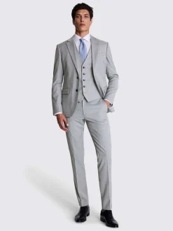 MOSS Light Grey Slim Regular Fit Stretch Suit Jacket
